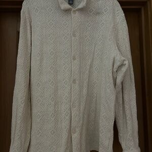 H&M Off-White Textured Knit Shirt